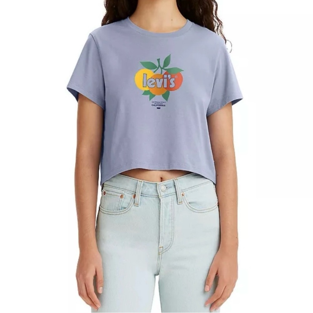 NWT Women's Levi's Cropped Jordie Tee Shirt Size XL Color Citrus Cool Dusk